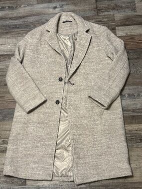 NWOT Zara Oversized Cream Long Knit Women’s Coat Size Large